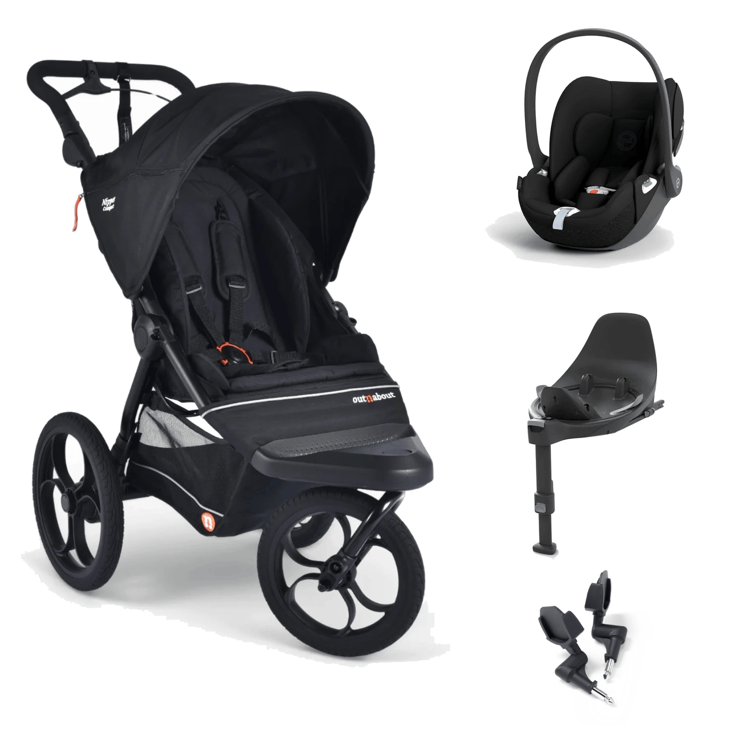 Out N About Nipper Compact (Cloud T) Travel System - Black
