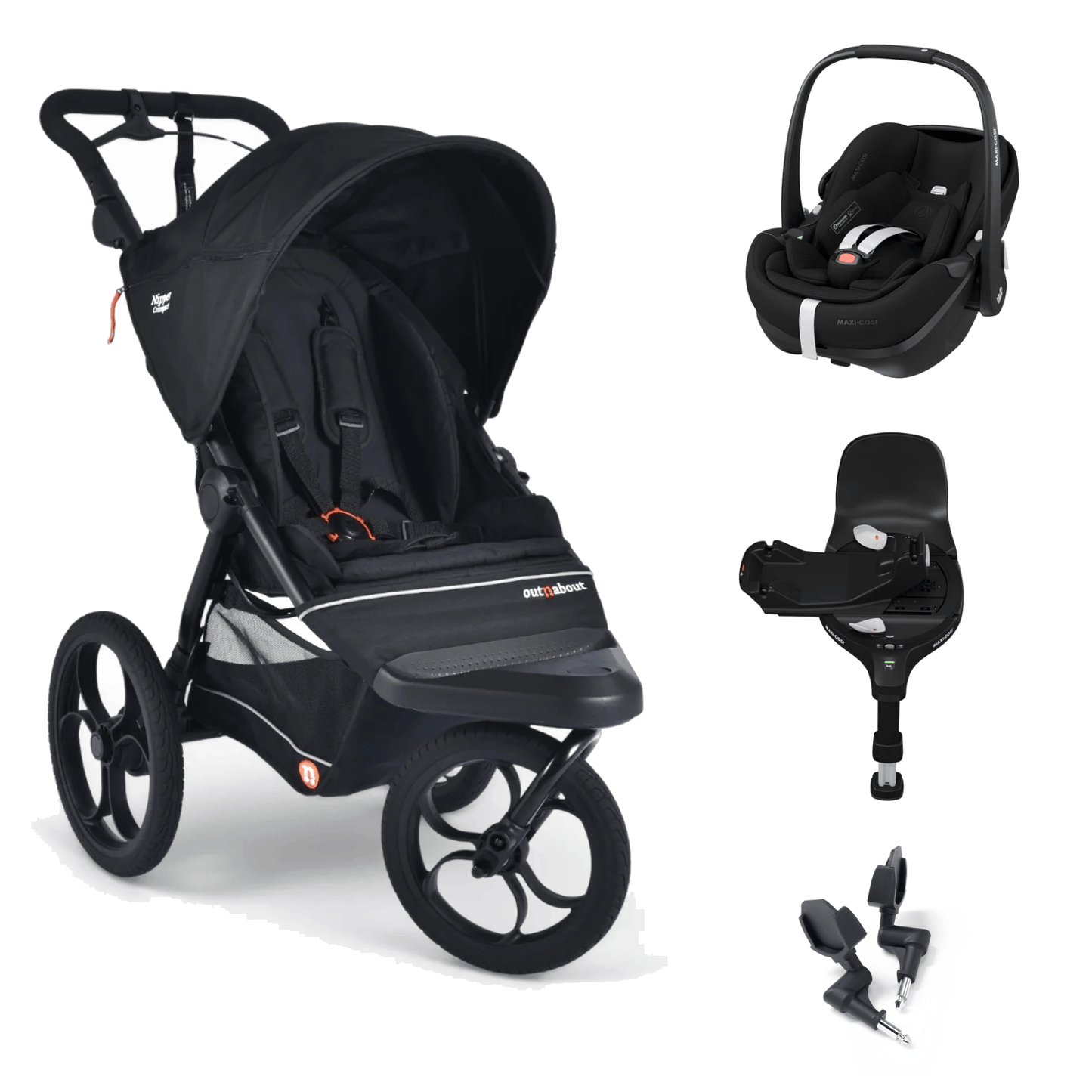 Out N About Nipper Compact (Pebble 360 PRO2) Travel System - Black
