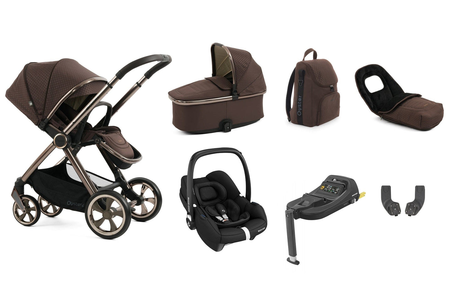 Oyster 4 Luxury (CabrioFix i-Size) Travel System - Brown Raven