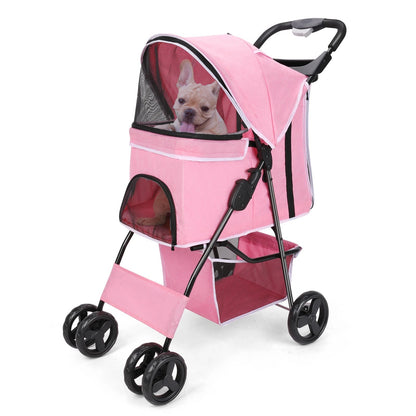 Large Collapsible Pet Stroller with Storage Compartment
