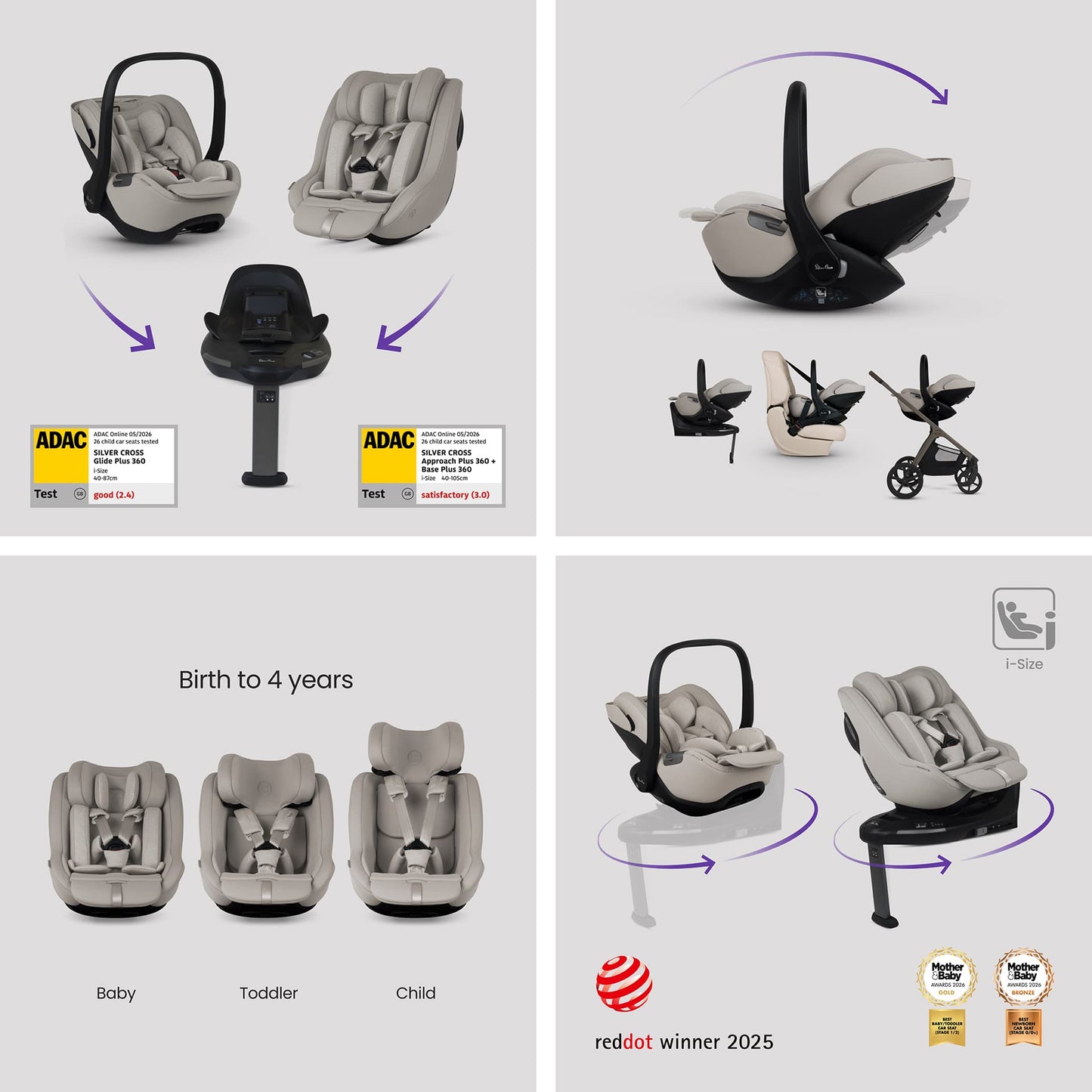 Silver Cross Cove 2 Ultimate 360 Family Travel System - Champagne