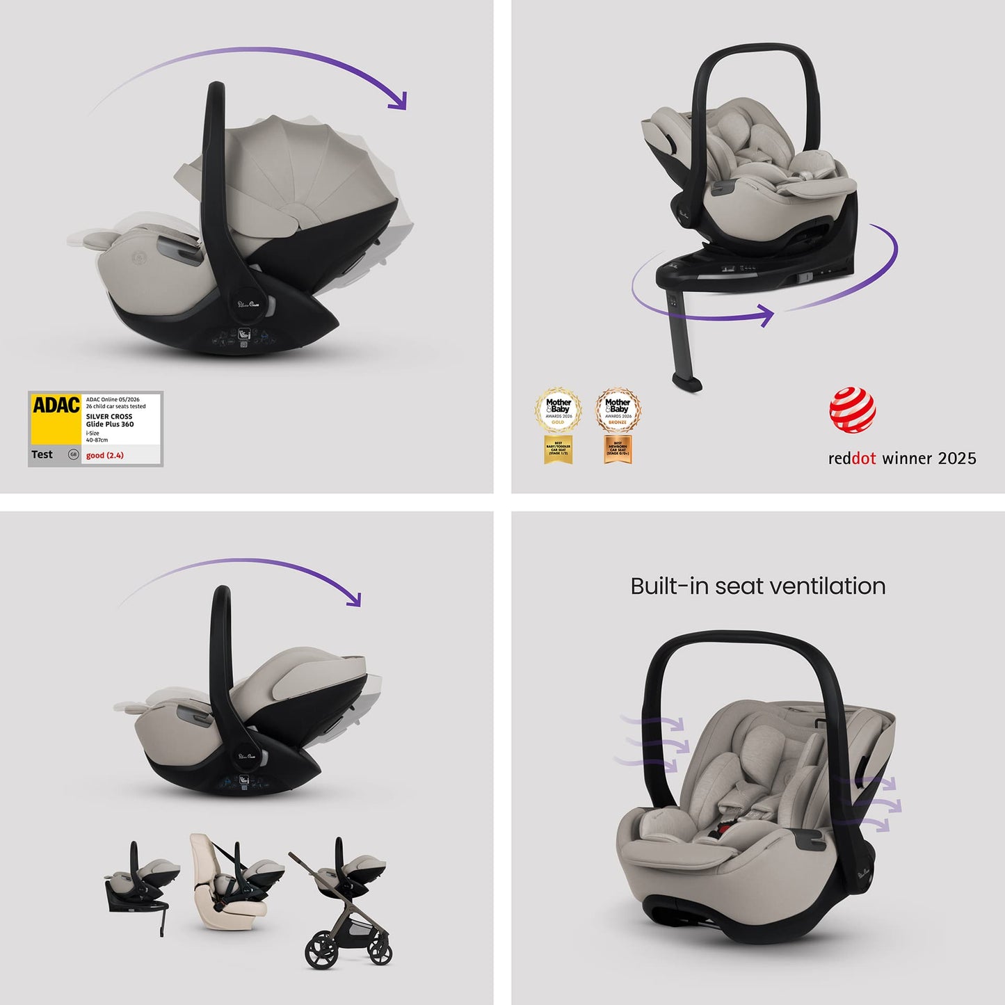 Silver Cross Cove 2 Ultimate 360 Travel System - Pewter/Taupe
