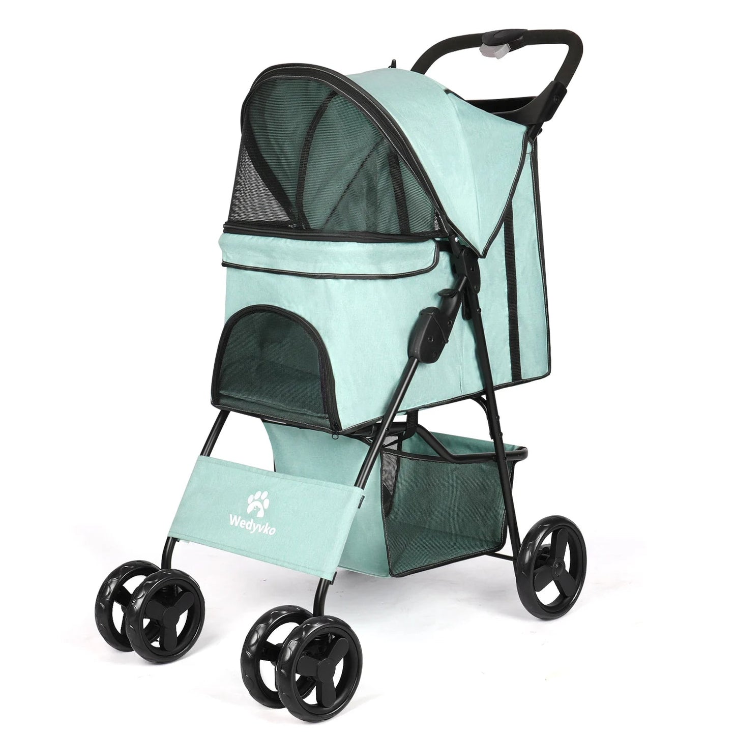 Large Collapsible Pet Stroller with Storage Compartment