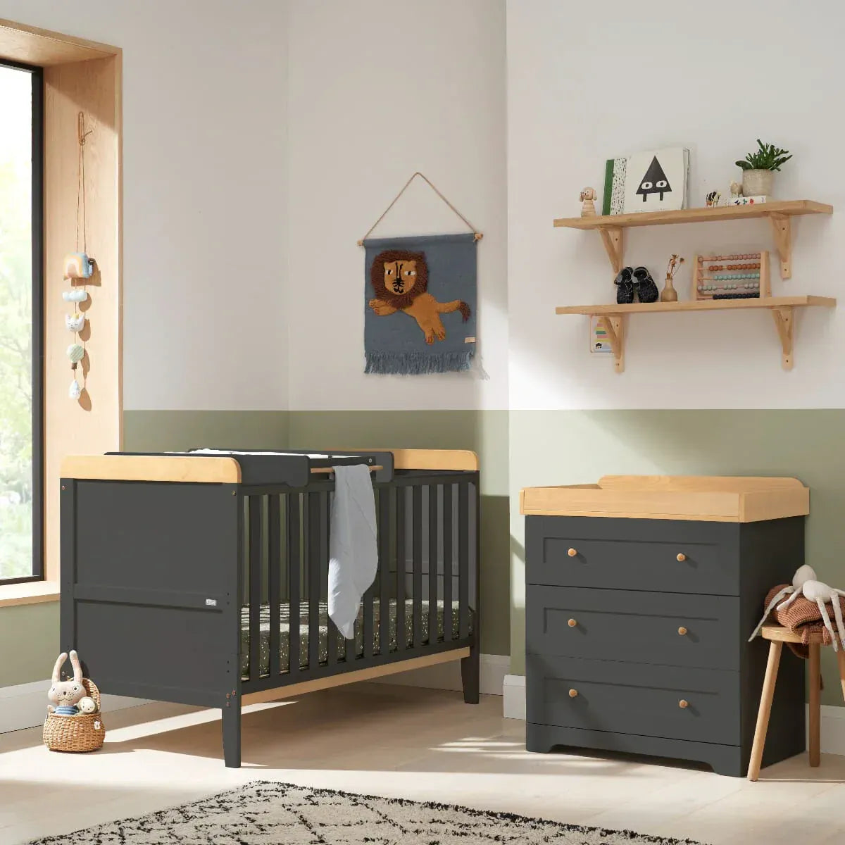 Tutti Bambini Rio 2 Piece Room Set - Honey Oak & Slate Grey