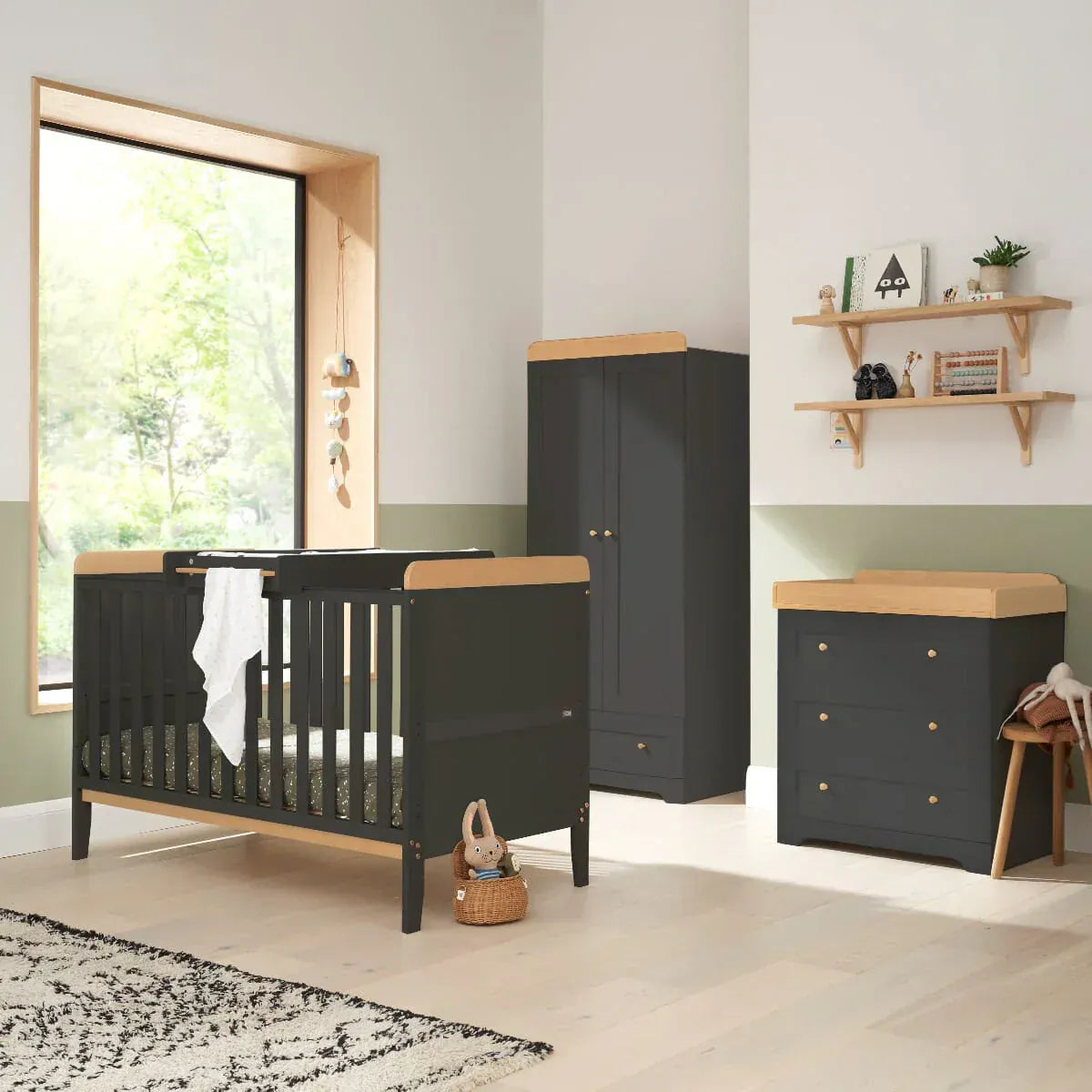 Tutti Bambini Rio 5 Piece Room Set - Honey Oak & Slate Grey