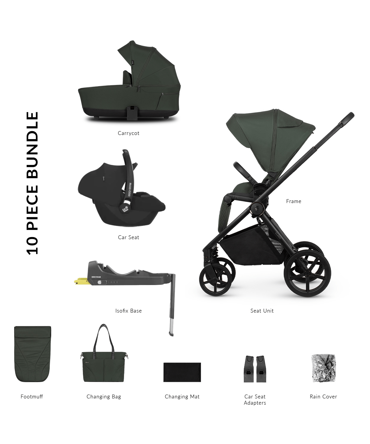 Venicci Claro 4in1 (Cabriofix i-Size) Travel System - Forest